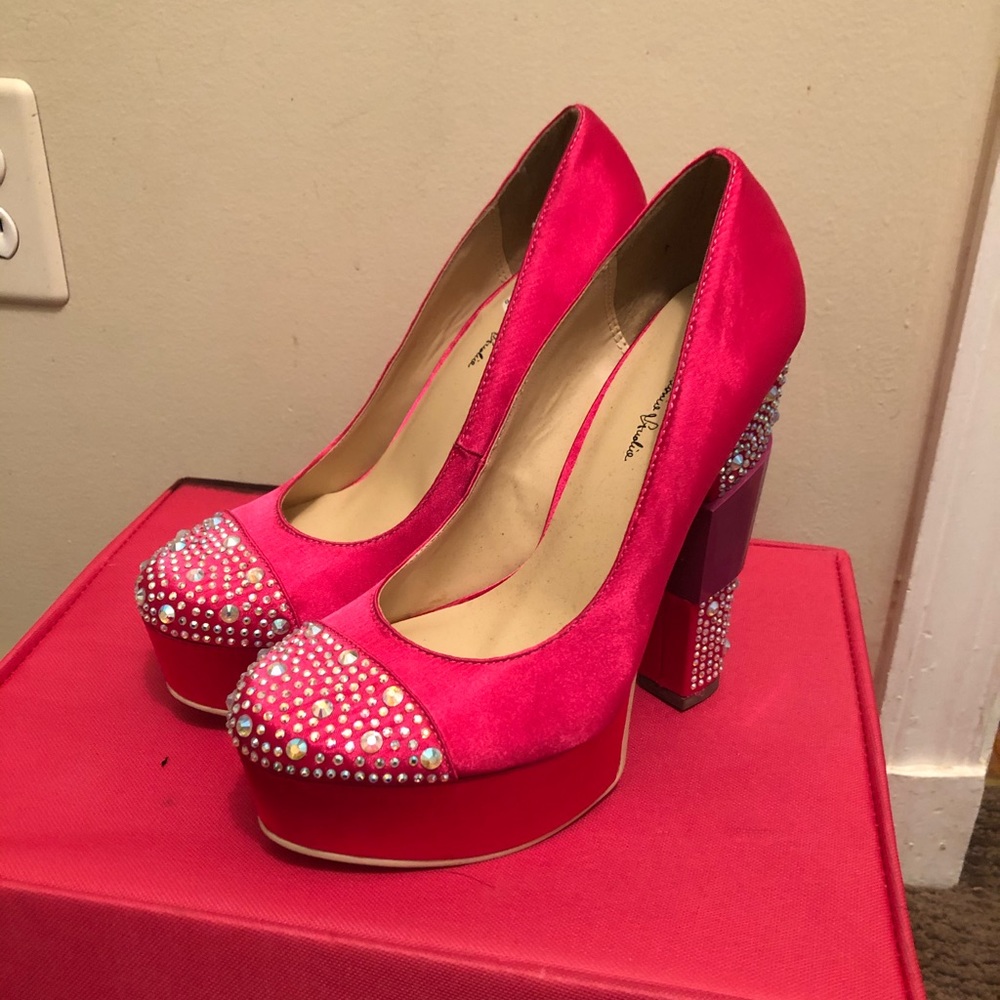 Hot pink bedazzled heels
